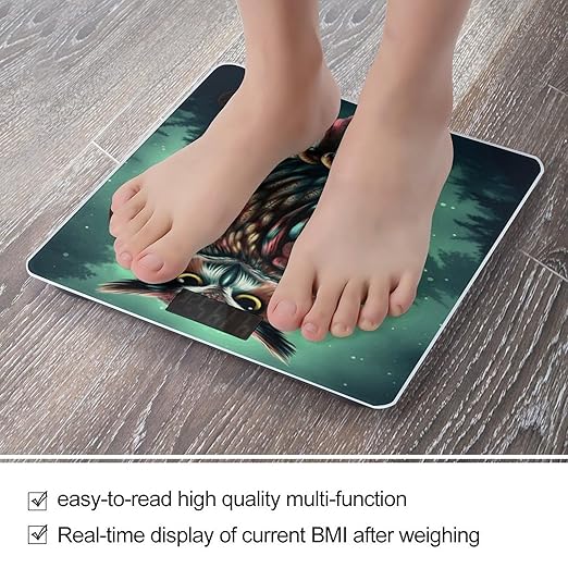 Owl Bathroom Scale Automatic Power On/Off Body Scales LCD Backlight Display Square Digital Scale Rounded Corners Bathroom Scales for Home Bedrooms