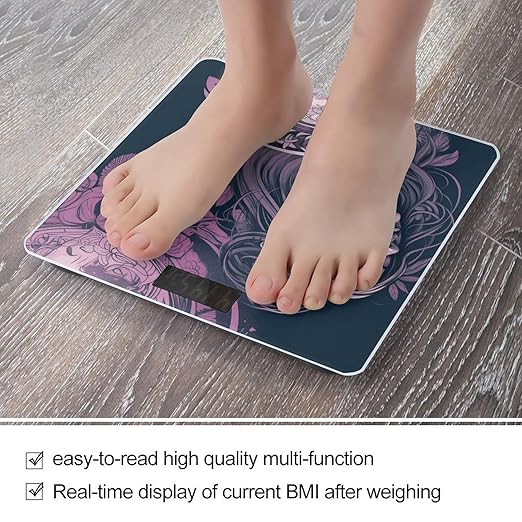 Ethereal Illustration Scale for Body Weight Sturdy Tempered Glass Weighing Scales with LCD Display Accurate Digital Bathroom Scale Convenient Body Fat Smart Scales 400lb