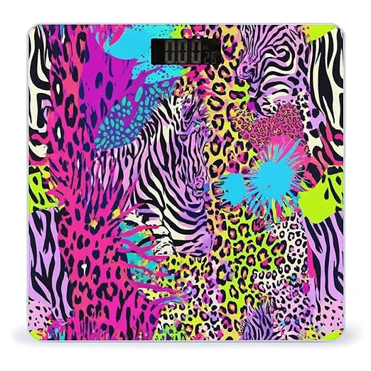 Women's Fashion Automatic Switch Digital Bathroom Weighing Scale Smart Scale Rainbow Animal Zebra Tiger Cheetah Leopard Print Splatter