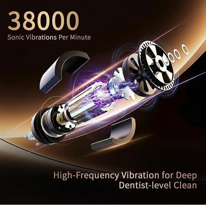Electric Toothbrush with 4 Bamboo Heads Bamboo Electric Toothbrush for Adults Soft Castor Oil Bristles 5 Modes Smart Timer Sonic Technology IPX7 Waterproof 60-Day Battery Life-White