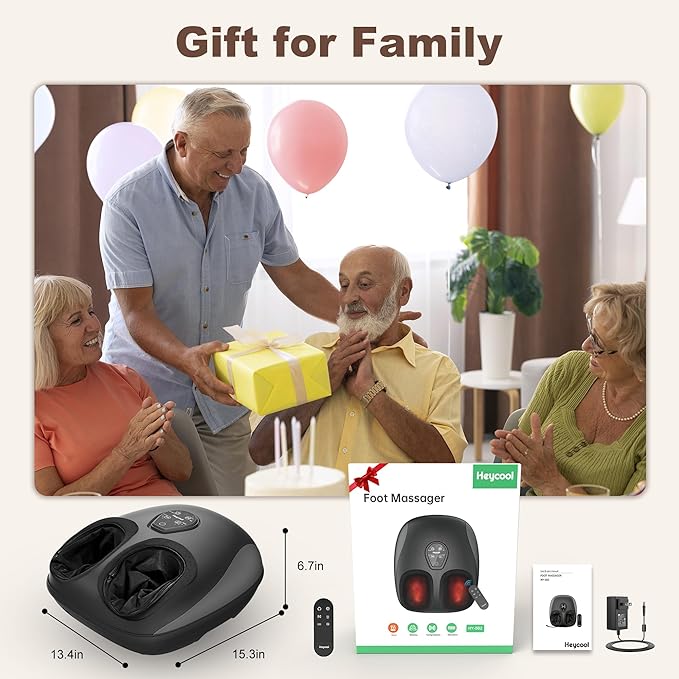 Shiatsu Foot Massager Electric Foot Massager Machine with Heat Deep Kneading Compression Vibration Remote Control Feet Massager for Neuropathy Plantar Fasciitis Size 13