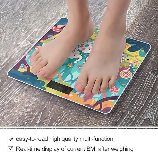 Elephant Forest Weight Scale Cute Bathroom Scale for Body Highly Accurate Digital Weighing Machine for People Compact LCD Display Scales with Sturdy Toughened Glass Scales