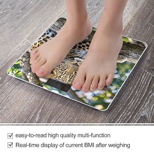 Leopard Scale for Body Weight Digital Bathroom Scale Accurate Smart Weight Scales with Large Display Weighing Machine High Precision Scales