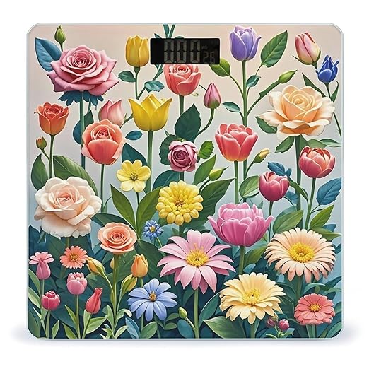 Garden Flowers Scale for Body Weight Digital Bathroom Scale Accurate Smart Weight Scales with Large Display Weighing Machine High Precision Scales
