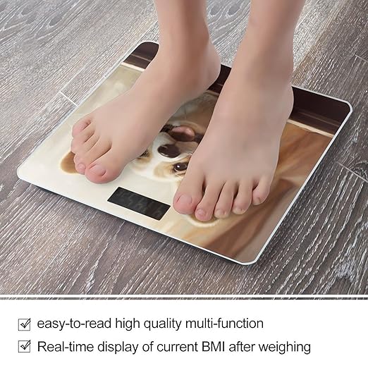 Cute Corgi Bathroom Scale Weight Scale for Body WeightHighly Accurate Digital Weighing Machine Clear LED Display Digital Bathroom Body Scale 400lb/182kg