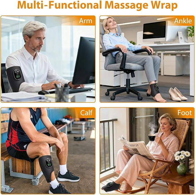 Cordless Ankle Massager with Heat Foot Massager Ankle Heating Pad Wrap for Pain Relief 6 Heats 3 Vibrations Timer &amp Auto Shut Off