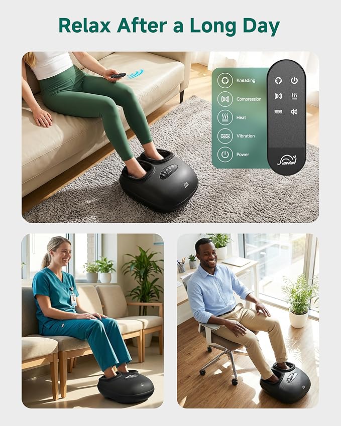 Snailax Foot Massager with Heat Foot Massager for Neuropathy Plantar Fasciitis Deep Kneading Compression Vibration Feet Massager Machine Remote Control Foot Warmer Fits Size 13Gifts for Men Women