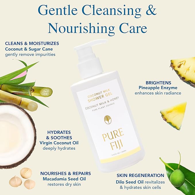 PURE FIJI Coconut Milk Shower Gel Coconut Milk &amp Honey (9.47 Fl. Oz /280ml)