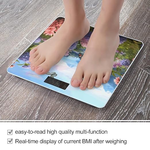 Butterfly Garden Scale for Body Weight Sturdy Tempered Glass Weighing Scales with LCD Display Accurate Digital Bathroom Scale Convenient Body Fat Smart Scales 400lb