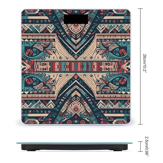 Retro Tribal Pattern Scale for Body Weight Digital Bathroom Scale Accurate Smart Weight Scales with Large Display Weighing Machine High Precision Scales
