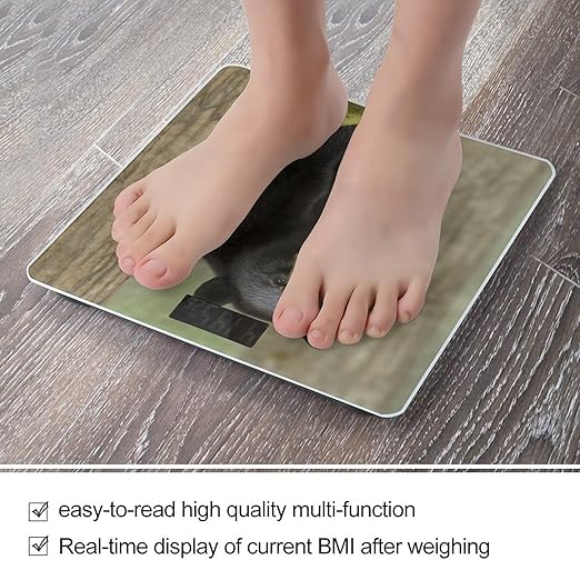 Black Bear Mother and Cub Weight Scale Large Bathroom Scales Digital Weight with Bright LED Display Non Slip Automatic Weighing Scale Fashion Weighing Machine for Body