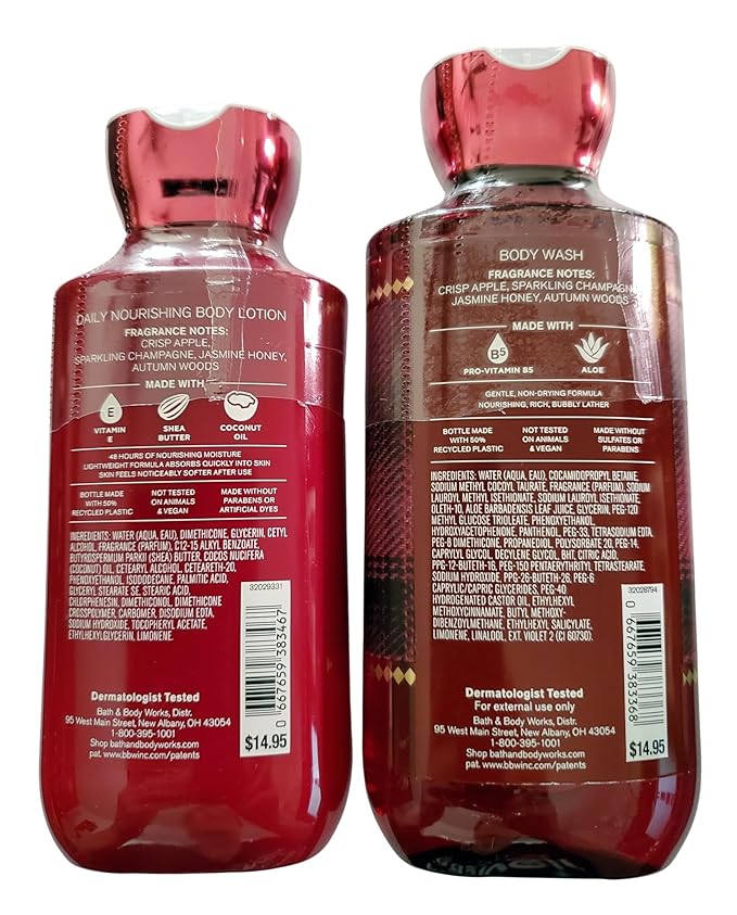 Bath &amp Body Works Womens Champagne Apple &amp Honey Body Lotion and Body Gel Wash 2 Piece Set