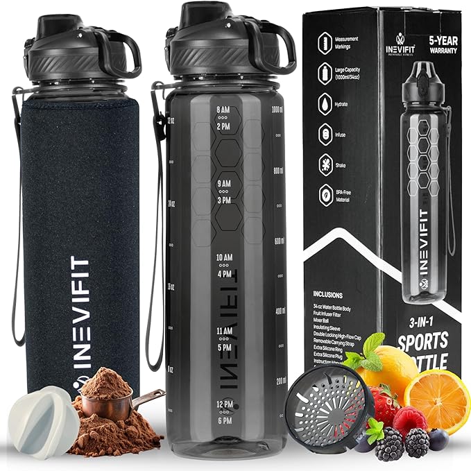 INEVIFIT Hydration &amp Wellness Bundle Digital Bathroom Scale &amp 3-in-1 Sports Water Bottle for Active Lifestyles