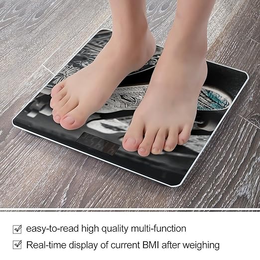 Skate Boards Scale for Body Weight Precision Bathroom Weighing Scales with Back Lit LCD Display Sturdy Tempered Glass Body Weight Scales Digital Bathroom Scale 400lb