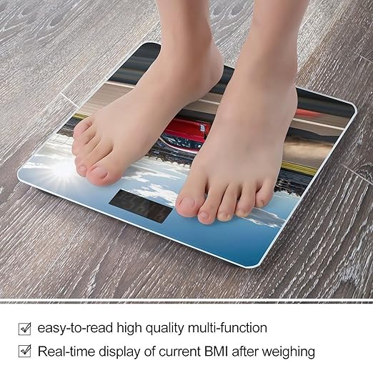 Digital Bathroom Scale for Body Weight Scale with Bright LCD Display High Accuracy Step-On Technology Auto On/Off Rapid Sports Car Digital Scales 400 Lbs /180kg