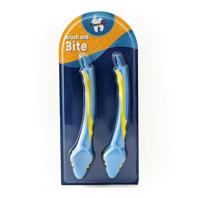 Triple Bristle Brush and Bite Handle Replacement Brush Head Combo | Special Needs &amp Autism Mouth Prop Toothbrush | Ergonomic Handle w/Bite Block | Patented 3 Head Design | Kids &amp Adults