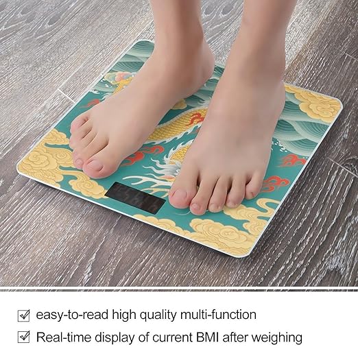 Dragon Scale for Body Weight Sturdy Tempered Glass Weighing Scales with LCD Display Accurate Digital Bathroom Scale Convenient Body Fat Smart Scales Easy Read