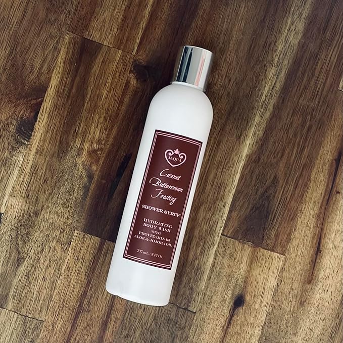 Jaqua Shower Syrup Vegan Hydrating Body Wash with Jojoba and Rosehip Oil - Coconut Buttercream Frosting
