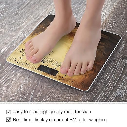 Sheet Music Digital Bathroom Scale for Body Weight Weighing Scale with Backlit LCD Display High Precision Measurements &amp Measures Weight Up to 180kg