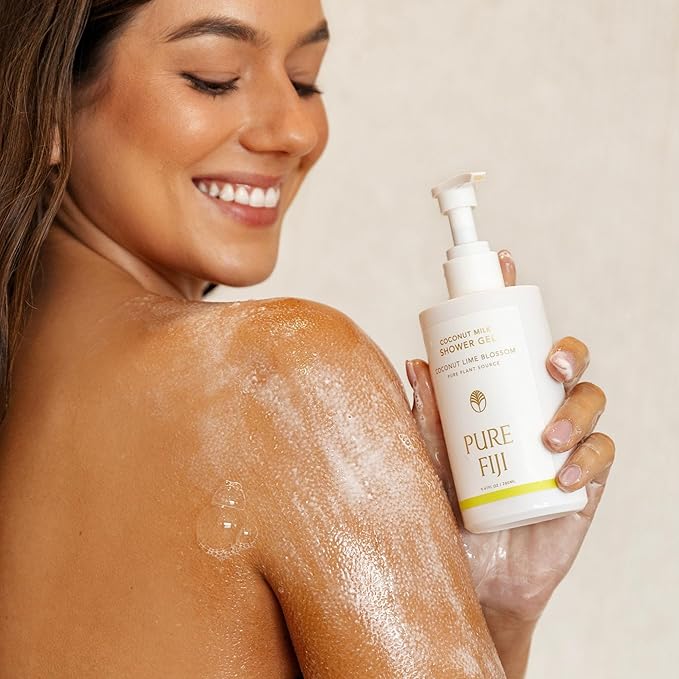 PURE FIJI Coconut Milk Shower Gel 9.47 oz / 280 ml | Hydrating Moisturizing Gentle Natural Body Wash Tropical Scent Coconut Oil Daily Skin Care (Coconut)