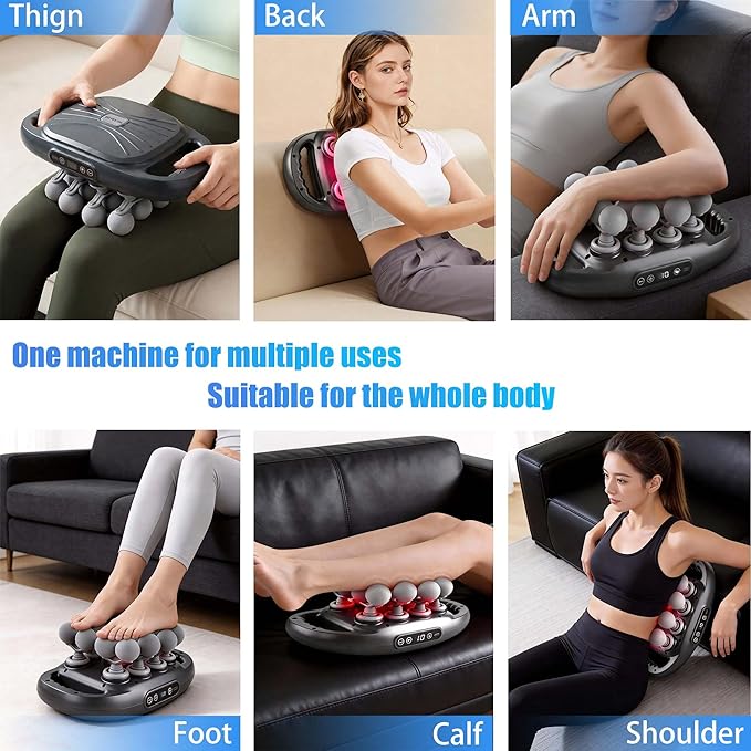 16 Head Massage Gun Deep Tissue High Power Percussion Massager with 9 Styles &amp Levels Uiet Muscle Massage Gun for Back Shoulders Legs Foot Body Muscle Pain Relief