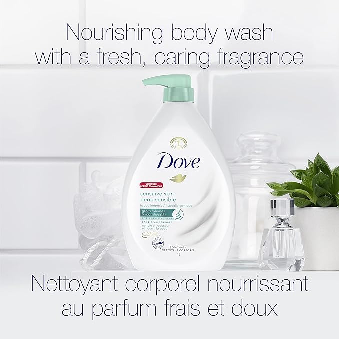 Dove Body Wash with Pump With Skin Natural Nourishers Sensitive Skin For Instantly Soft Skin And Lasting Nourishment 1 l-fragrance-free