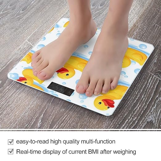 Smart Scale for Body Weight Automatic Switch Digital Bathroom Weighing Scale Cute Funny Cartoon Yellow Rubber Ducks Bubbles