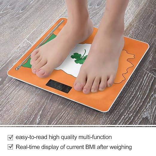 Ireland Flag Shamrock Weight Scale for Body Weight Digital Bathroom Scale High Capacity Accurate Digital Weighing Scales and Easy-to-Read on Backlit LCD Display Scales