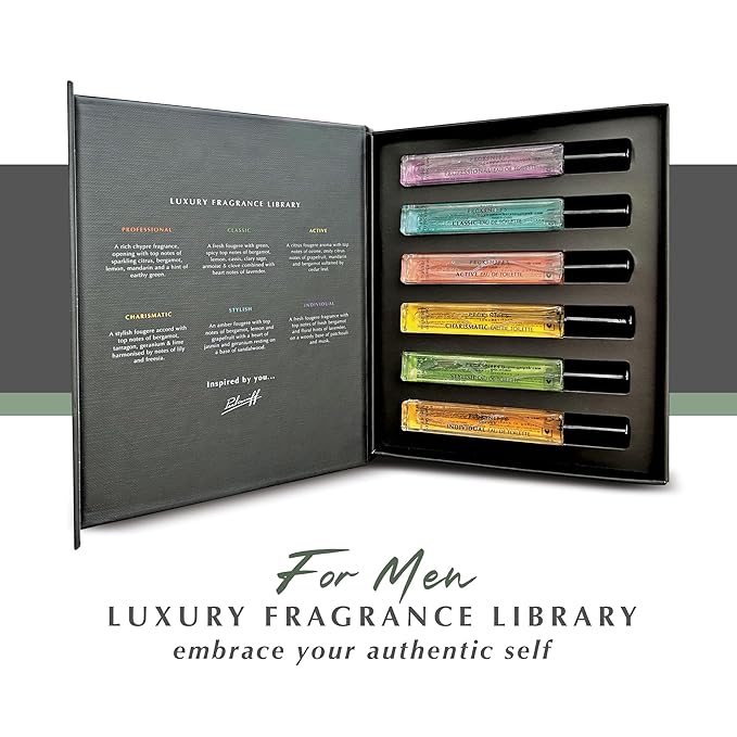 Pecksniff’s Men’s Fine Fragrance Gift Set – 6x10ml Eau de Toilette Collection – Luxury Cologne Sampler Designed in England