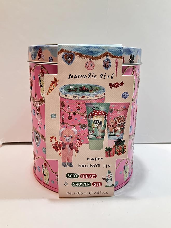 Heathcote &amp Ivory Nathalie Lete Forest Folk Holiday Body Treats Tin Cream &amp Shower Gel