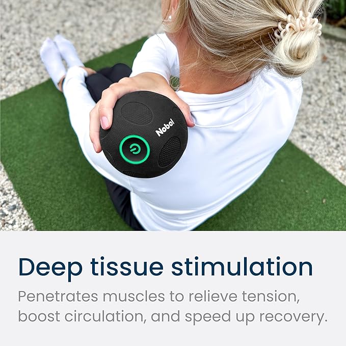 Nobol - MyoSphere Vibration Massage Ball for Deep Tissue Stimulation Muscle Tension Relief and Stress Reduction | Your Portable Deep Tissue Therapist | Space Black | 1.5lb