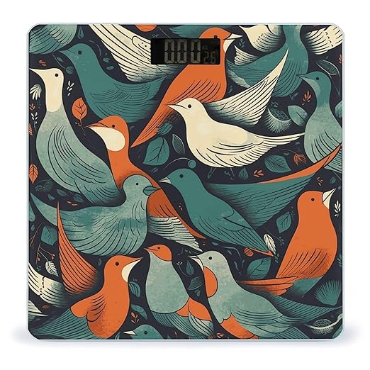 Flock of Birds Scale for Body Weight Anti-Slip Sturdy Tempered Glass Weighing Machine Highly Digital Accurate Bright LCD Bathroom Scale for Household Gift