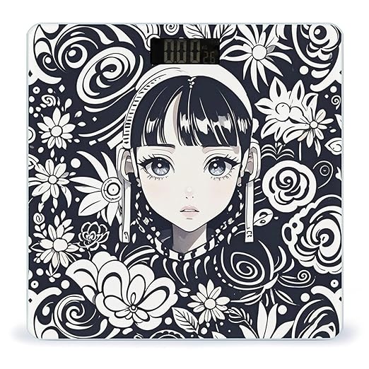 Ink Style Pattern Scale for Body Weight Digital Bathroom Scale Toughened Glass High Precision Scales for Body Weight with Large LCD Backlight Display Weight Scales