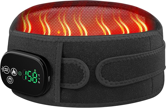 Heating Pad with Massager for Back Comfort Cordless Lower Back Massager with 6 Heat Levels Portable Vibrating Heated Belt for Lumbar/Abdominal- Gifts for Women Men Mom &amp Dad
