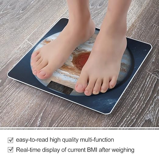 Jupiter Great Red Spot Scale for Body Weight Sturdy Tempered Glass Weighing Scales with LCD Display Accurate Digital Bathroom Scale Convenient Body Fat Smart Scales Easy Read