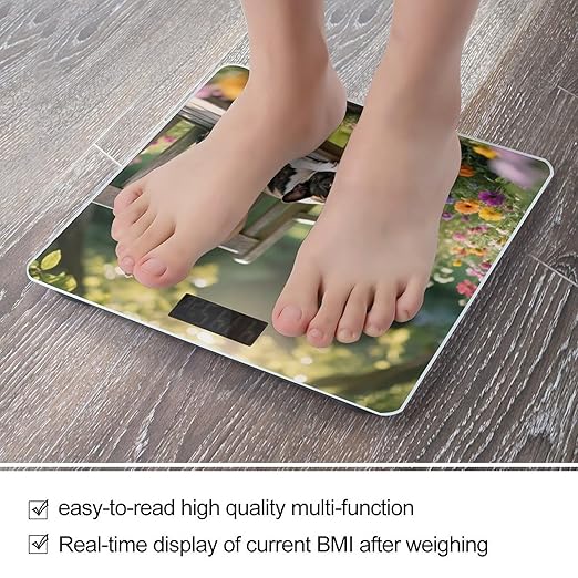 Boston Terrier Weight Scale Cute Bathroom Scale for Body Highly Accurate Digital Weighing Machine for People Compact LCD Display Scales with Sturdy Toughened Glass Scales