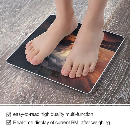 Dark Clouds Under Rainbow Weight Scale Digital Electronic Scales Bathroom Scale Larg LCD Backlight Display High Precisio MeasurementsTempered Glass