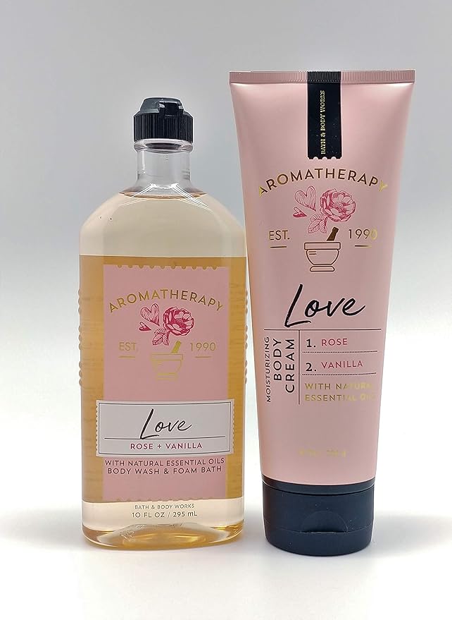 Aromatherapy - Love - Rose Vanilla - Duo Body Cream and Body Wash &amp Foam Bath - Full Size