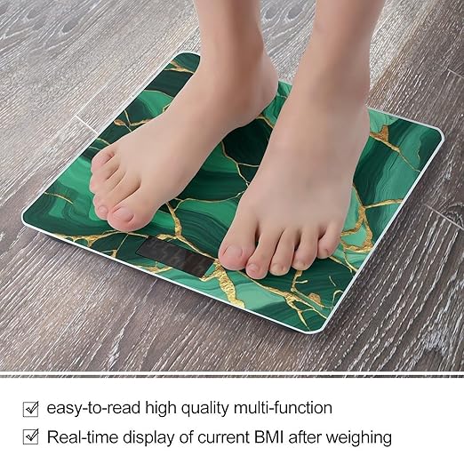Men's Fashion Automatic Switch Digital Bathroom Weighing Scale Smart Scale Emerald Green Marbled Gold Glitters Green Marble