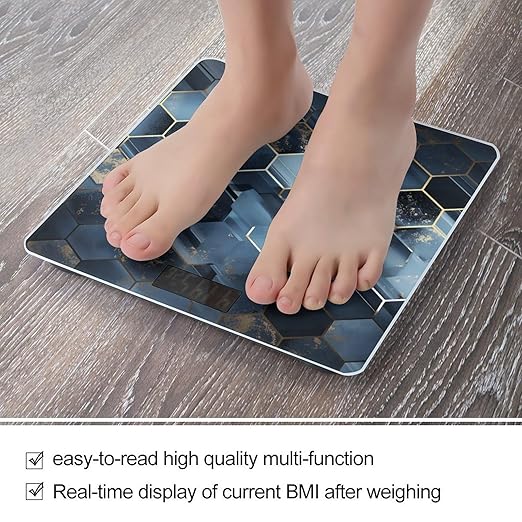 Blue Hexagons and Diamonds Scale for Body Weight Digital Bathroom Scale Accurate Smart Weight Scales with Large Display Weighing Machine High Precision Scales