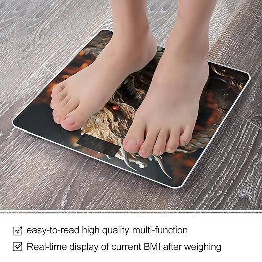 Golden Dragon on Red Background Scale for Body Weight Highly Accurate Digital Bathroom Scale Sturdy Tempered Glass Weighing Scales with LCD Display Fashion Body Fat Smart Scales 400lb