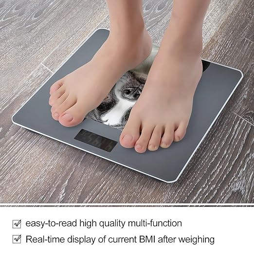 Boston Terrier Scale for Body Weight Digital Bathroom Scale Toughened Glass High Precision Scales for Body Weight with Large LCD Backlight Display Weight Scales