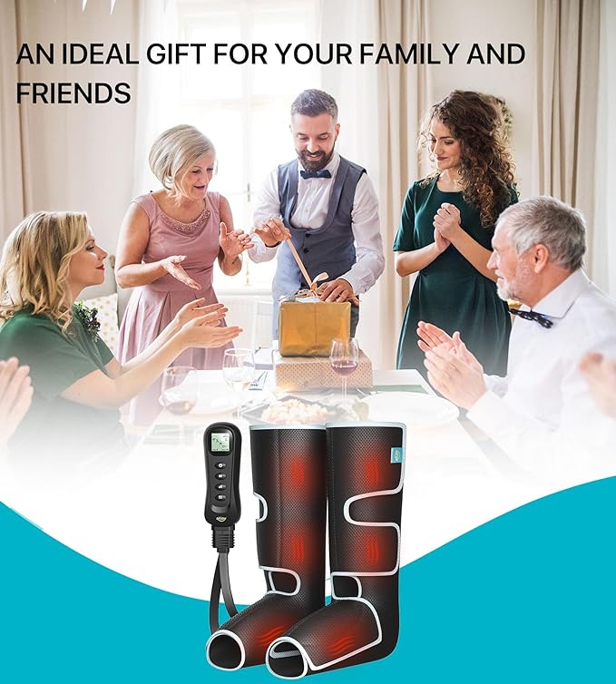 ALLJOY Leg Massager for Circulation and Pain Relief FSA Gifts for Dad Mom Mothers Day Fathers Day Leg Massager with Heat and Compression Helpful for Vericose Veins Fatigue Cramps Swelling Edema