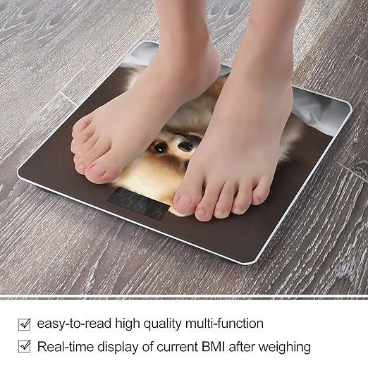 Cute Pomeranian Dog Weight Scale for Body Weight Digital Bathroom Scale High Capacity Accurate Digital Weighing Scales and Easy-to-Read on Backlit LCD Display Scales