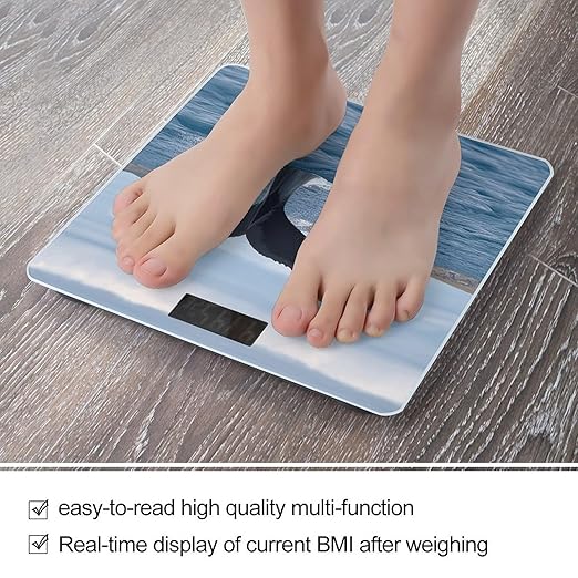 Whale Tail Bathroom Scale Large LCD Backlight Display Digital Scale Rounded Corners Body Scales Automatic Power On/Off Bathroom Scales for Home Bedrooms