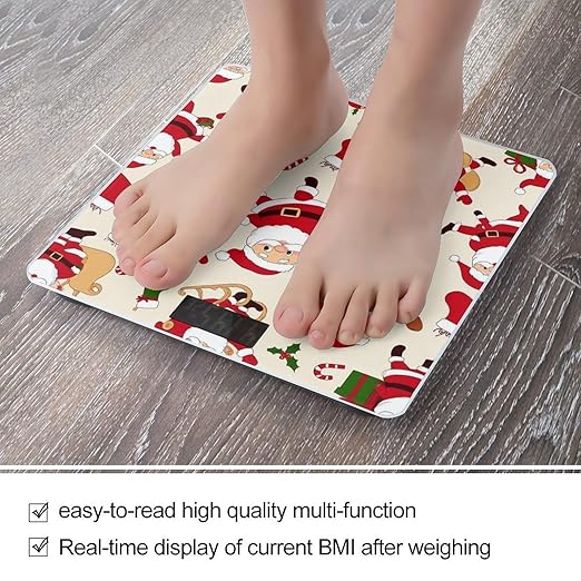 Automatic Switch Digital Bathroom Weighing Scale Smart Scale for Body Weight Cute Cartoon Santa Claus Christmas