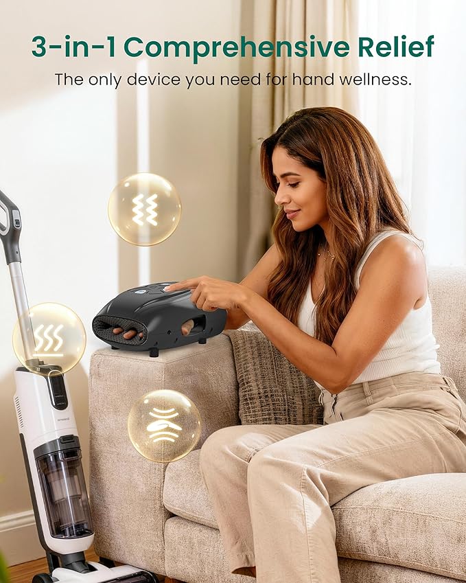 Snailax Hand Massager with Heat and Compression Vibration Cordless Hand Massager for Arthristis Carpal Tunnel Gifts for Women Men Mom(Black)