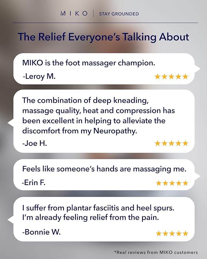 MIKO Foot Massager Machine - Deep Kneading Shiatsu Air Compression and Heat Therapy - Plantar Fasciitis Diabetics Neuropathy Fits Up to Men Size 12