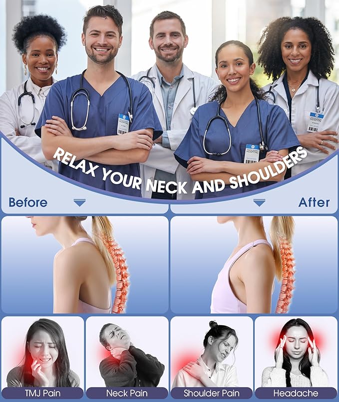 Neck Stretcher Cervical Traction Device3 Adjustable Modes Neck Traction Device Portable Heated Wireless Neck and Shoulder Relaxer Corrector Pillow for TMJ Pain Relief and Cervical Spine Alignment