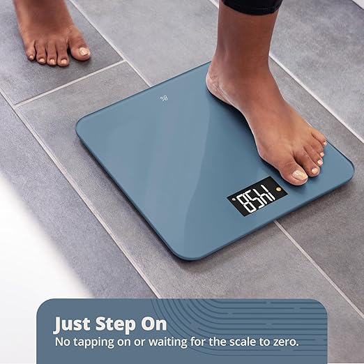 Greater Goods AccuCheck Digital Scale for Body Weight - Accurate Digital Bathroom Scale with High-Precision Sensors Large Easy-to-Read Backlit Display 400 lb Capacity Auto Step-On (Stone Blue)